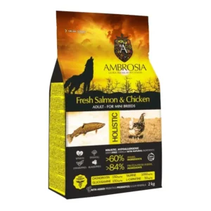 מזון כלבים אמברוסיה AMBROSIA עוף וסלמון טרי ללא דגנים