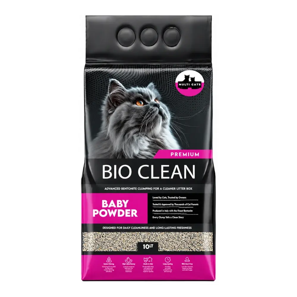 חול מתגבש לחתול BIO CLEAN בניחוח טלק