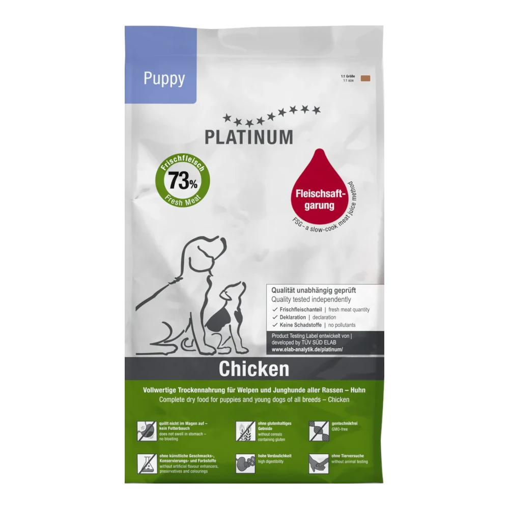 אוכל לכלבים פלטינום PLATINUM גורים עוף ואורז
