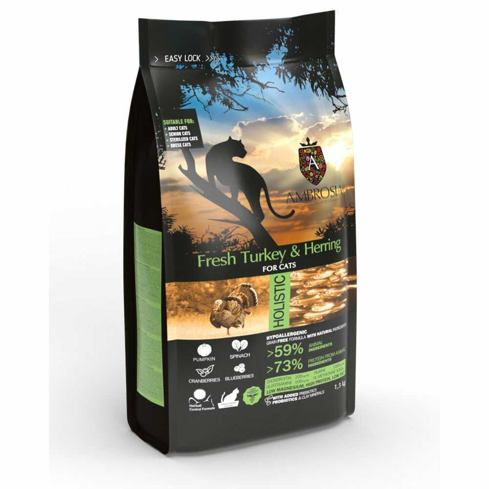 מזון חתולים אמברוסיה AMBROSIA סטרלייז הודו והרינג