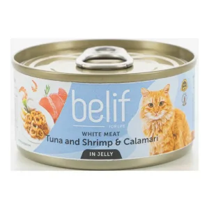 מעדן לחתול בליף – belife טונה שרימפס וקלמרי בג'לי