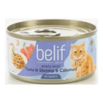 מעדן לחתול בליף – belife טונה שרימפס וקלמרי ברוטב