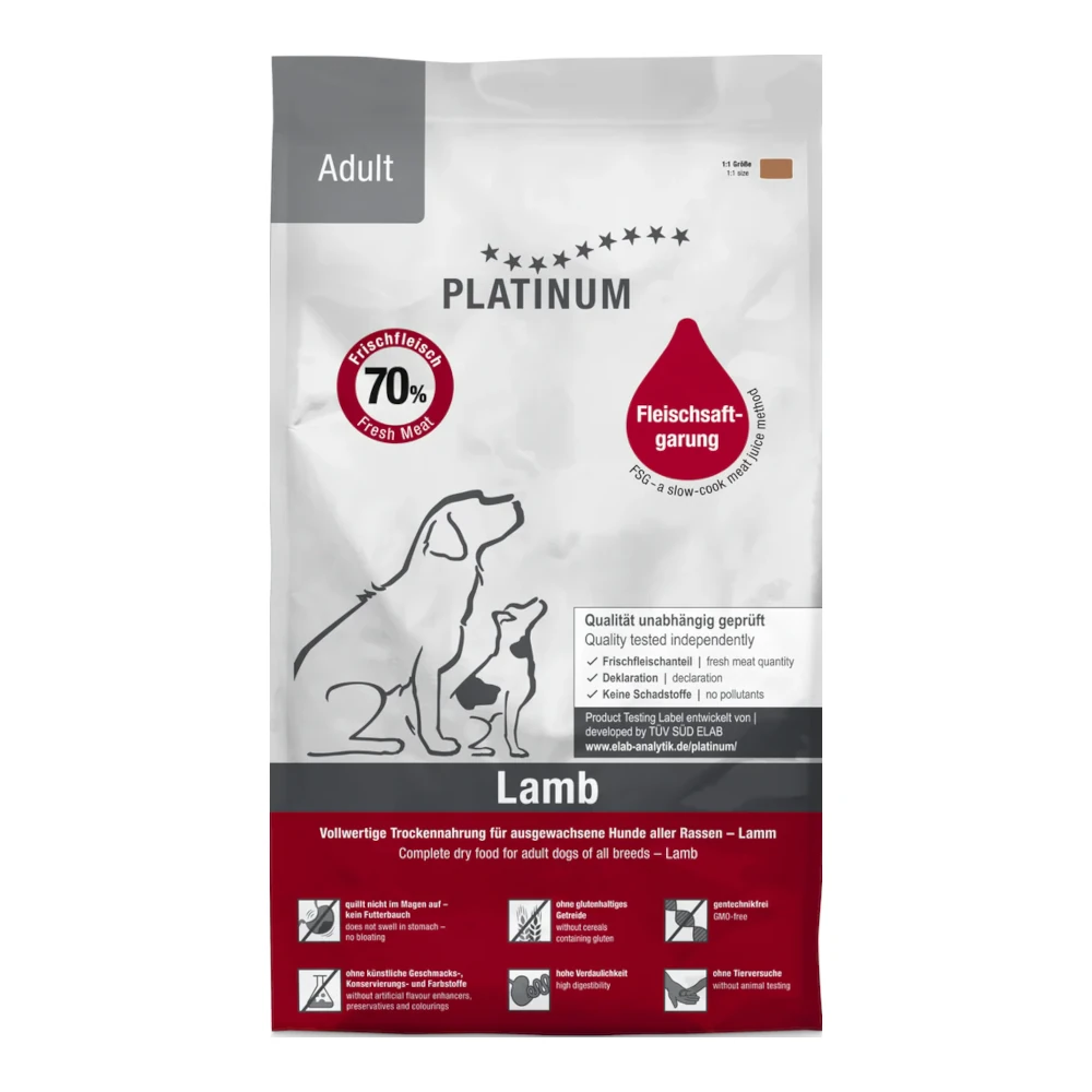 מזון לכלבים פלטינום PLATINUM בוגר כבש ואורז