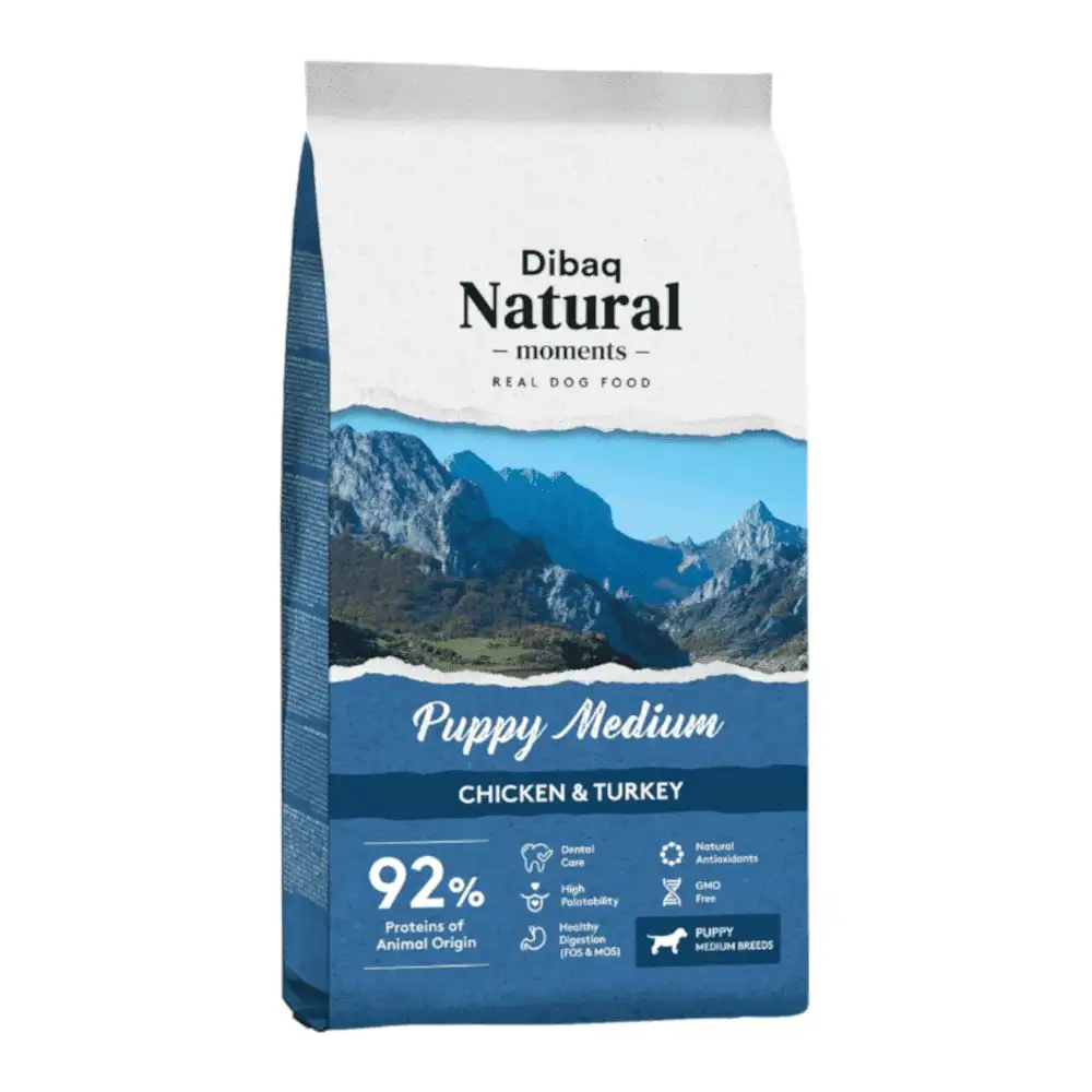 מזון לגורי כלבים דיבאק Dibaq גזע בינוני  עוף ואורז