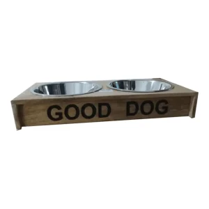מתקן אוכל ומים לכלב עץ דקורטיבי