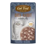 מעדן לחתול קאט פסט Cat Fest נתחי ברווז וארנבת בג‘לי