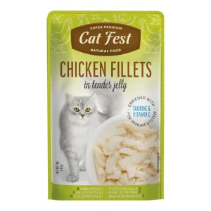 מעדן לחתול קאט פסט Cat Fest נתחי עוף בג‘לי