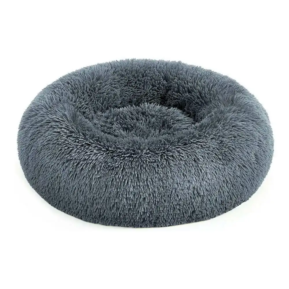 מיטה עגולה לכלב fluffy אפור