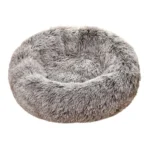 מיטה עגולה fluffy חום ולבן 76 ס"מ