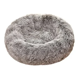 מיטה עגולה fluffy חום ולבן