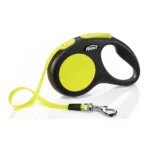 רצועה מתארכת לכלב פלקסי flexi פס ניאון צהוב  5 מ‘ S