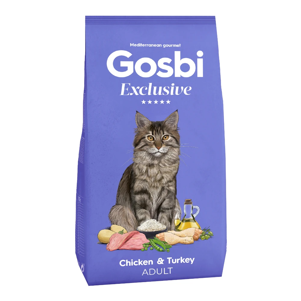 אוכל חתולים גוסבי GOSBI אקסלוסיב בוגר עוף והודו