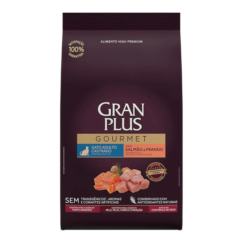 מזון חתולים מסורסים גראן פלוס גורמה GRAN PLUS Gourmet  סלמון ועוף