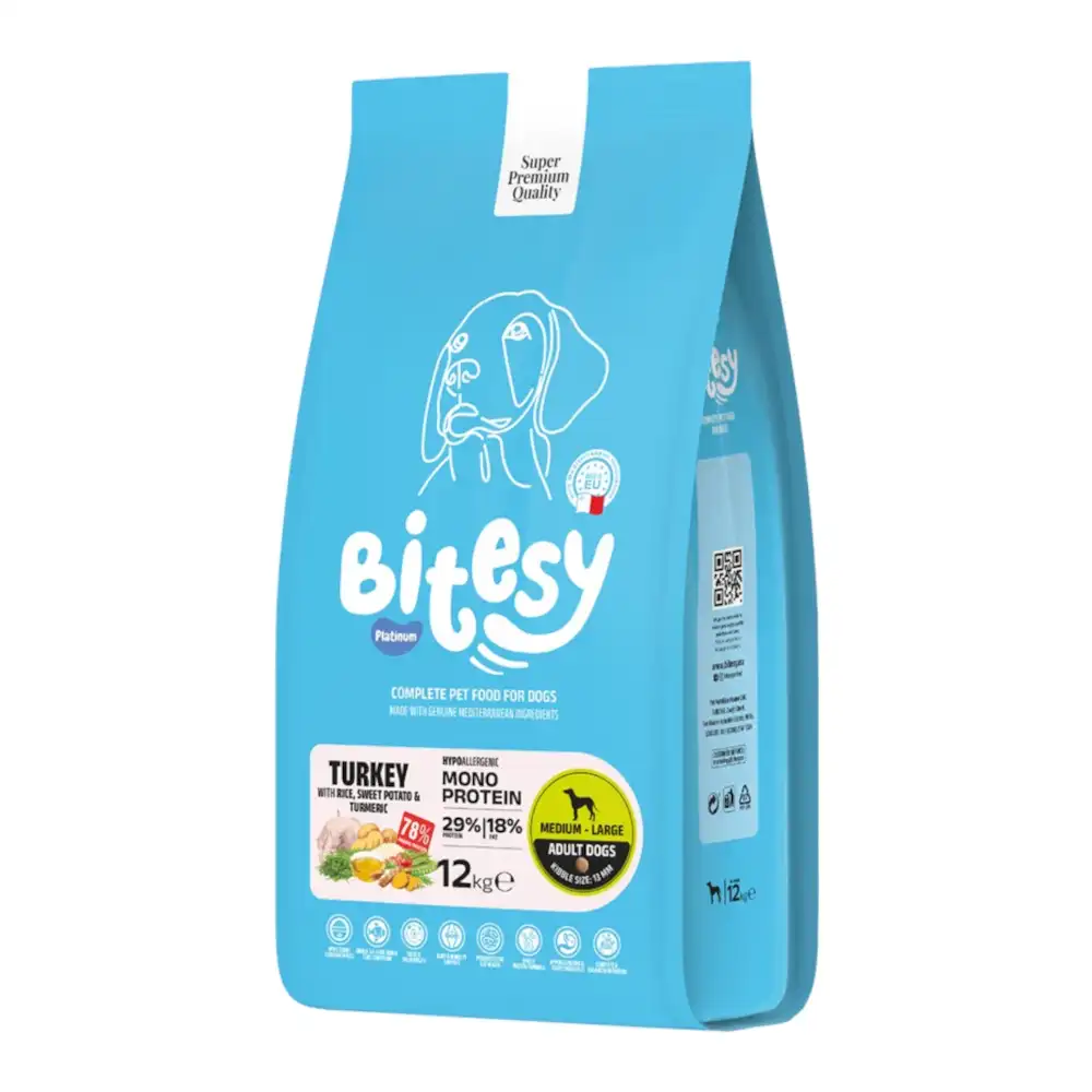 אוכל לכלב בייטסי bitesy הודו אורז ובטטה