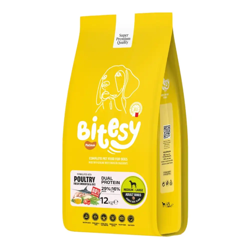 אוכל לכלב בייטסי bitesy עופות ודג חרב