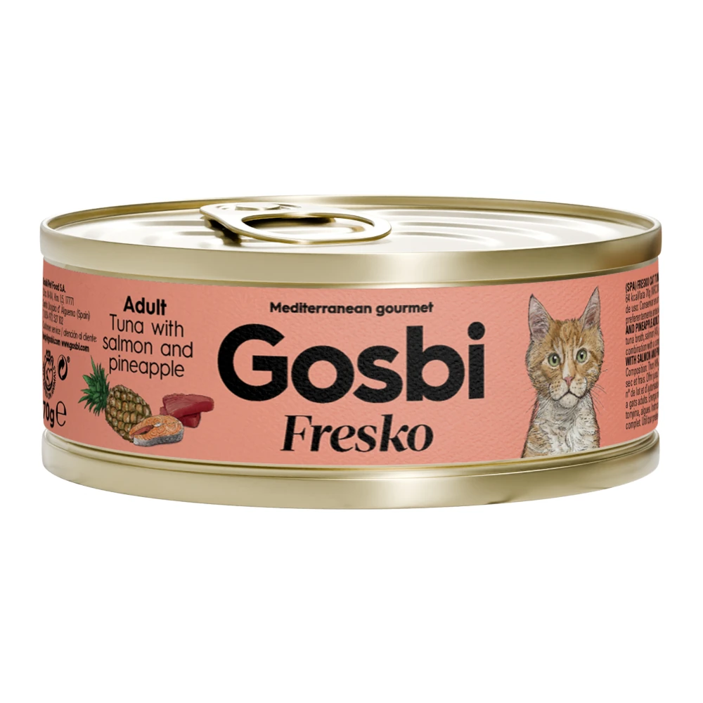 מעדן חתולים בוגרים גוסבי GOSBI טונה סלמון ואננס