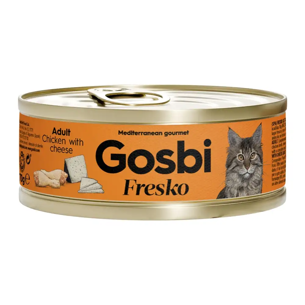 מעדן חתולים בוגרים גוסבי GOSBI עוף וגבינה