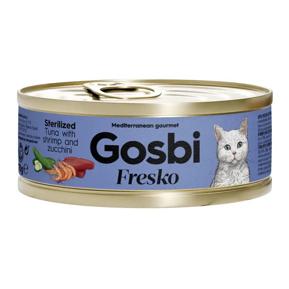 מעדן חתולים בוגרים גוסבי GOSBI סטרלייז טונה שרימפס וקישוא