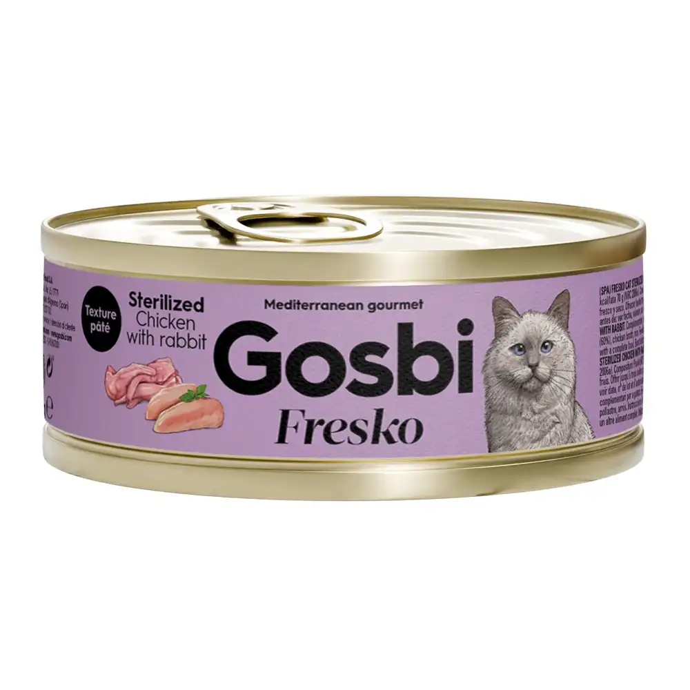 מעדן חתולים בוגרים גוסבי GOSBI סטרלייז עוף וארנבת