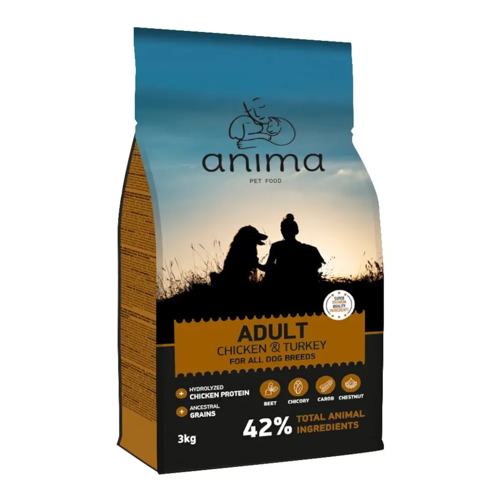מזון כלבים אנימה anima עוף והודו