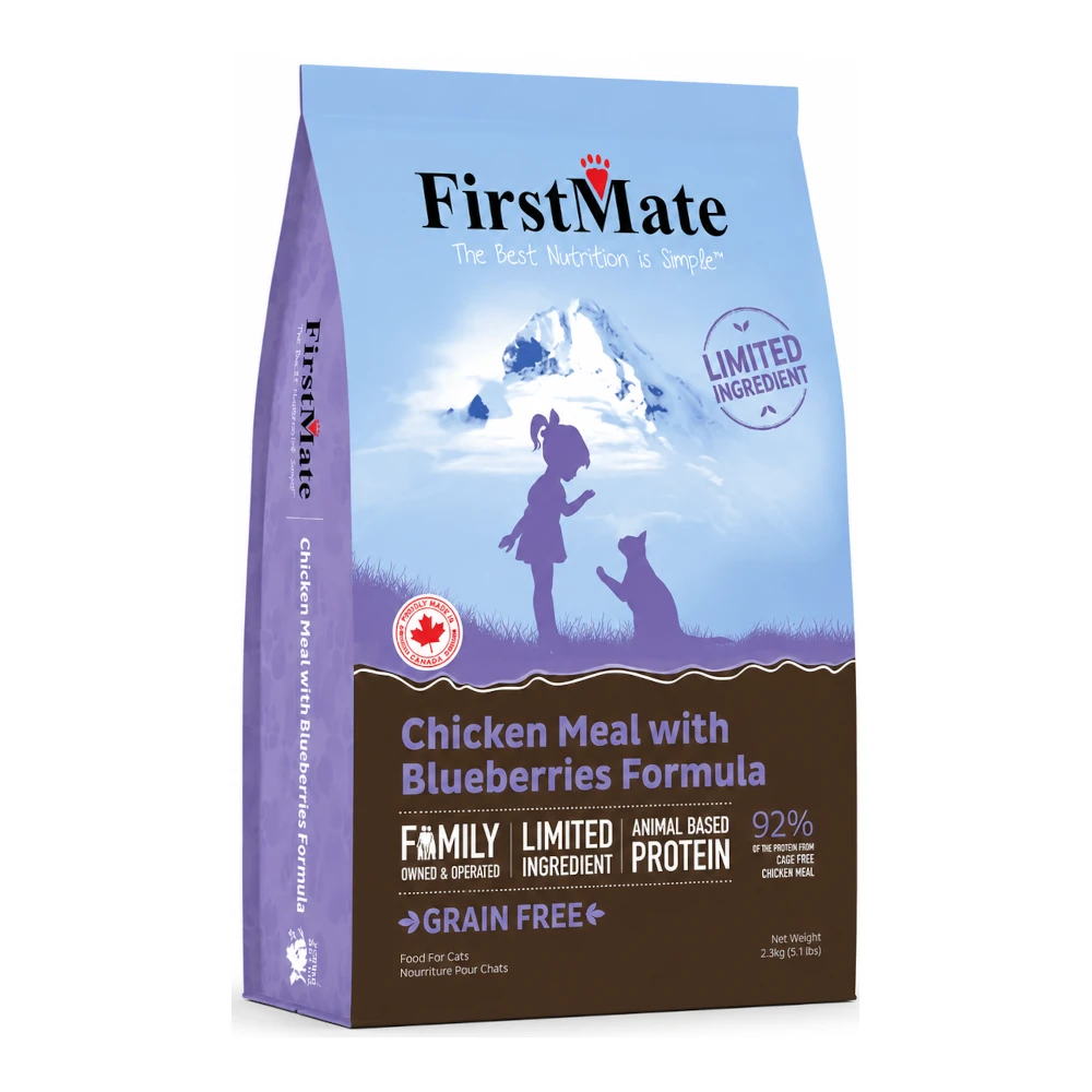 אוכל חתולים FirstMate עוף ואוכמניות ללא דגנים